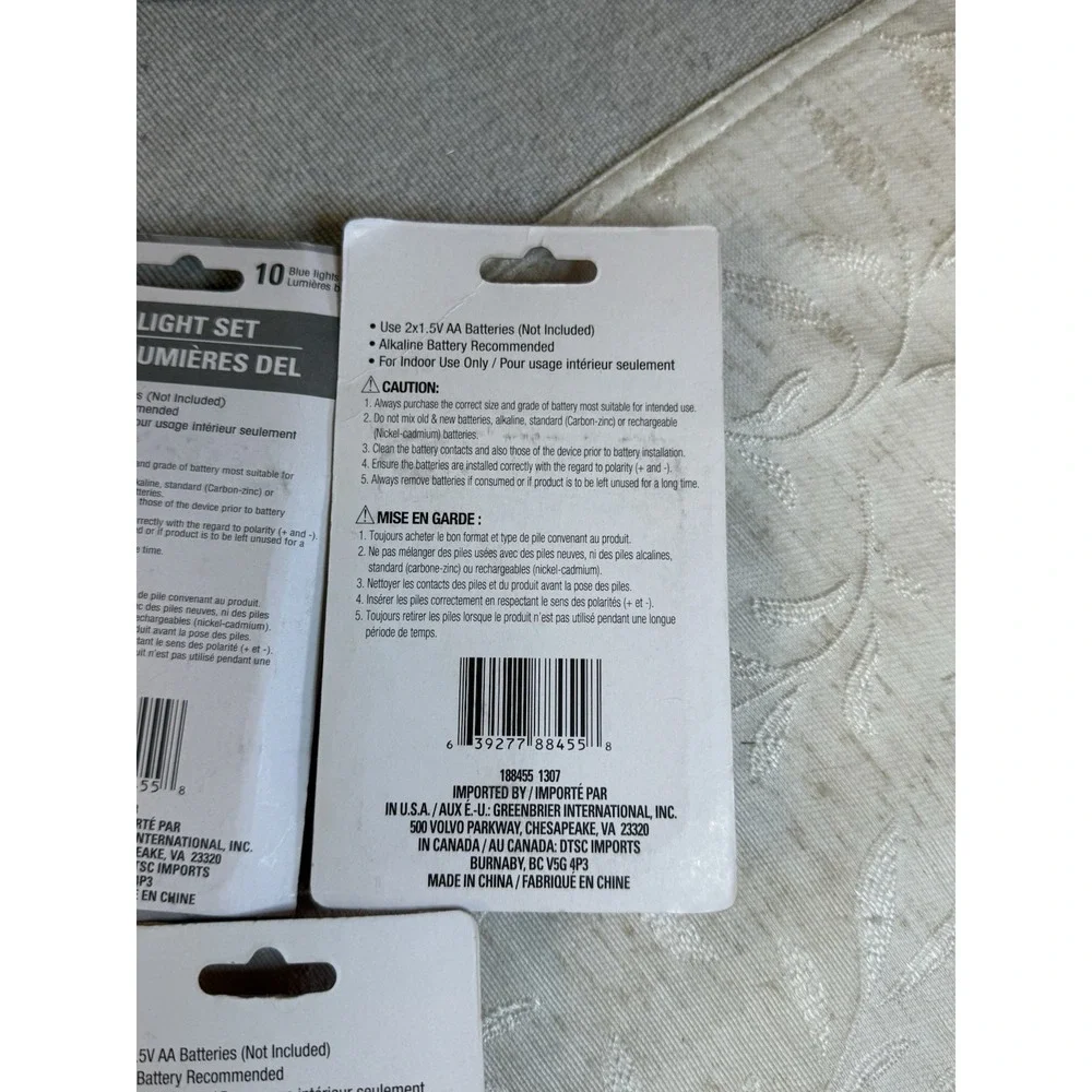 3 Piece Set Of 10 LIGHTS Each Red/Blue Lights AA‎ Battery Powered (188455 1307)